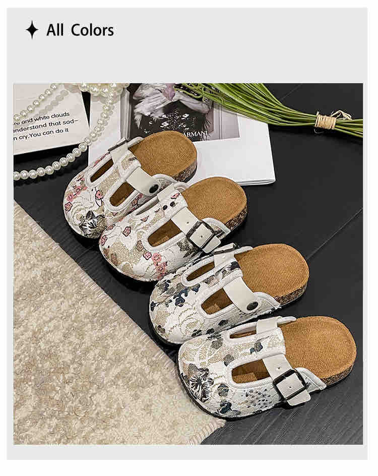 Fashionable and embroidered outdoor slippers